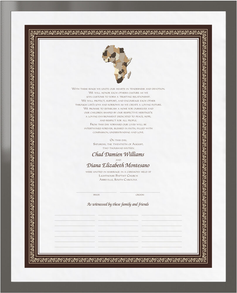 Map of Africa Wedding Certificates and African Marriage Documents ...
